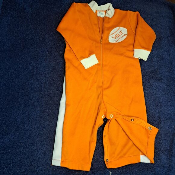 Vtg 70s Baby Boy Vols  Zip Romper football Basketball Large 18-27 lbs - Picture 1 of 7
